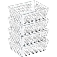 Organizer/opbergmandje - 4x - kunststof - transparant - 1.2L - 18 x 13 x 6 cm - thumbnail