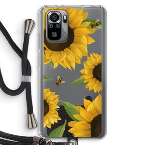 Sunflower and bees: Xiaomi Redmi Note 10S Transparant Hoesje met koord