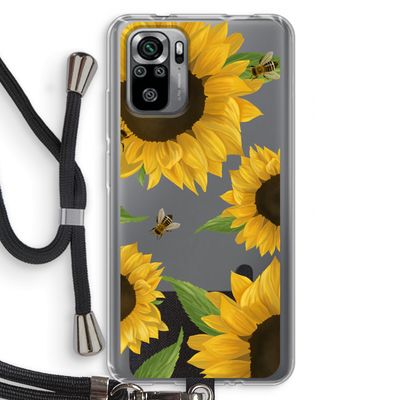 Sunflower and bees: Xiaomi Redmi Note 10S Transparant Hoesje met koord