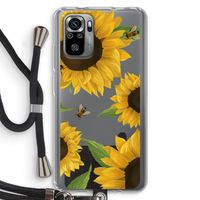 Sunflower and bees: Xiaomi Redmi Note 10S Transparant Hoesje met koord