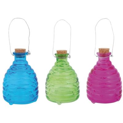 3x Wespenvangers blauw/groen/roze 14 cm