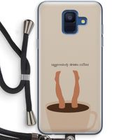 Aggressively drinks coffee: Samsung Galaxy A6 (2018) Transparant Hoesje met koord