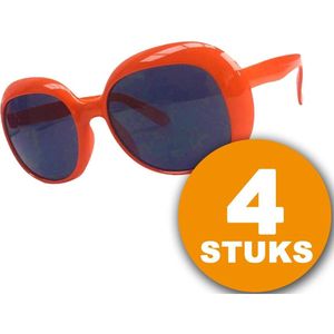 Oranje Feestbril 4 stuks Oranje Bril Partybril ""Julie"" Feestkleding EK/WK Voetbal Oranje Versiering Versierpakket
