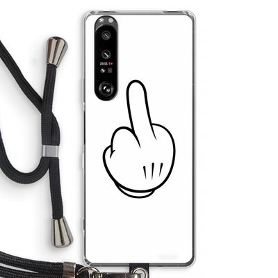 Middle finger white: Sony Xperia 1 III Transparant Hoesje met koord