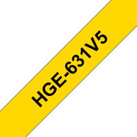 Brother HGe-631V5 Labeltape Set van 5 stuks Tapekleur: Geel Tekstkleur: Zwart 12 mm 8 m