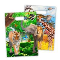 24x Safari/jungle uitdeelzakjes 16,5 x 23 cm - Uitdeelzakjes