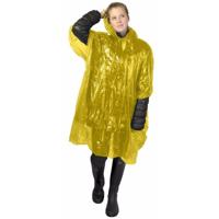 Wegwerp regenponcho - geel - voor volwassenen - met capuchon - budget line - thumbnail