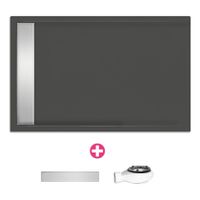 Douchevloer Xenz Easy Tray | 120x100 cm | Incl.Gootcover en Afvoersifon | Acryl | Rechthoek | Antraciet mat - thumbnail