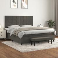 Boxspring met matras fluweel donkergrijs 180x200 cm