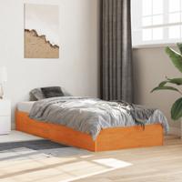 Bedframe zonder matras massief grenenhout wasbruin 75x190 cm