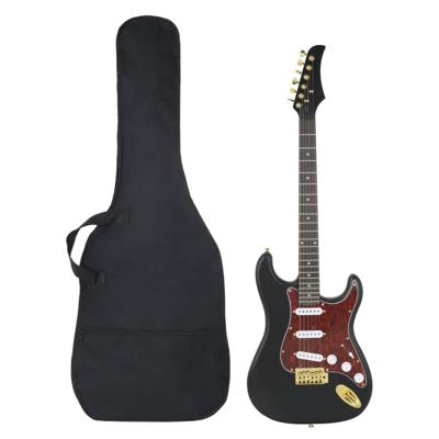 VidaXL Gitaar voor beginners elektrisch met tas 4/4 39" zwart en goud