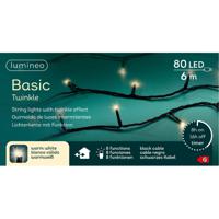 Kerstverlichting - 80 led lampjes - warm wit - 6 meter - zwart snoer - lichtsnoer - thumbnail