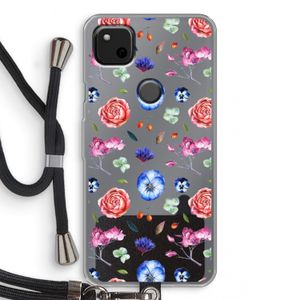 Bloemetjes: Pixel 4a Transparant Hoesje met koord