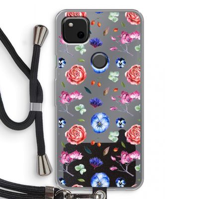 Bloemetjes: Pixel 4a Transparant Hoesje met koord