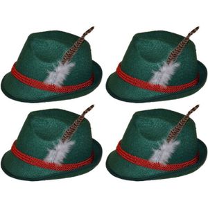 4x Groene bierfeest/oktoberfest hoed verkleed accessoire voor dames/heren   -