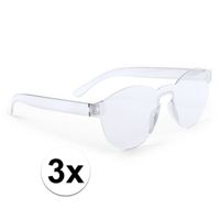 3x Transparante feestbril voor volwassenen   -