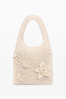 Gehaakte tas met bloemen - WHITE - U
