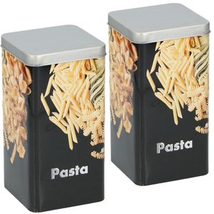 2x Metalen pasta/macaroni voorraadblik/voorraadbussen 2000 ml