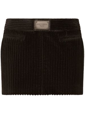 Dolce & Gabbana minijupe en velours à design nervuré - Noir