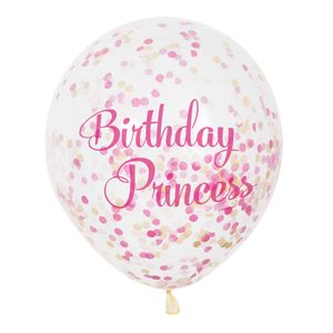 Haza Witbaard confetti ballonnen prinses, 6st.