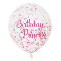 Haza Witbaard Confetti Ballonnen Prinses, 6st. - thumbnail