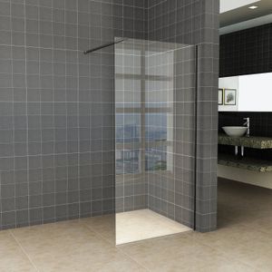 BWS Inloopdouche Pro Line Helderglas 80x200 8mm Nano Coating Mat Zwart Profiel en Stang