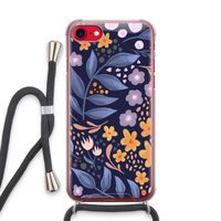 Flowers with blue leaves: iPhone SE 2020 Transparant Hoesje met koord