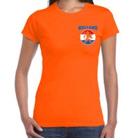 Oranje shirt met vlag cirkel leeuw embleem op borst heren - Holland supporter shirt EK/ WK - thumbnail