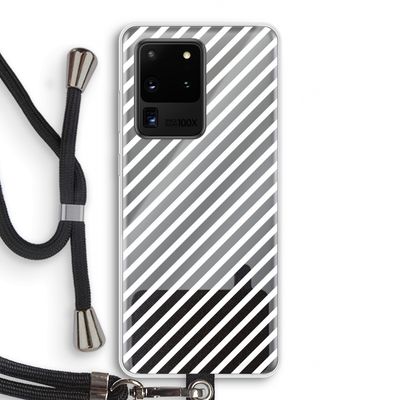 Strepen zwart-wit: Samsung Galaxy S20 Ultra Transparant Hoesje met koord