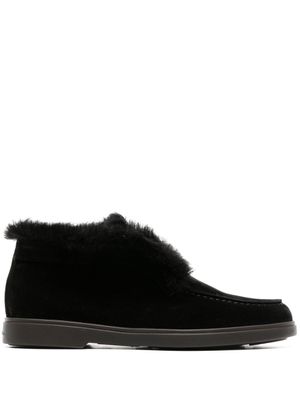 Santoni mocassins en peau lainée - Noir