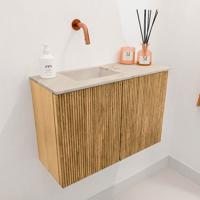 Toiletmeubel Mondiaz Joya Dlux | 60 cm | Meubelkleur Oak | Faye wastafel Frappe Wasbak Links | Zonder kraangat(en)
