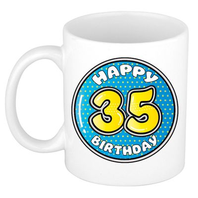 Verjaardag cadeau mok - 35 jaar - blauw - 300 ml - keramiek Verjaardag cadeau mok - 35 jaar - blauw - 300 ml - keramiek