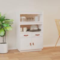 Hoge kast 67x40x108,5 cm massief grenenhout wit