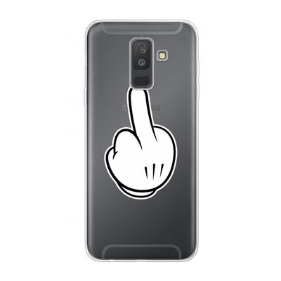 Middle finger white: Samsung Galaxy A6 Plus (2018) Transparant Hoesje