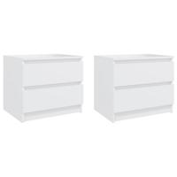 Nachtkastjes 2 st 50x39x43,5 cm bewerkt hout wit Nachtkastjes 2 st 50x39x43,5 cm bewerkt hout wit