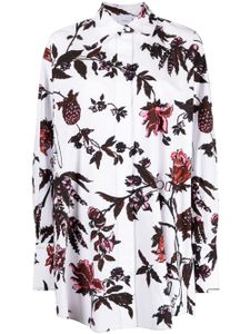 Patou robe-chemise coure à fleurs - Blanc