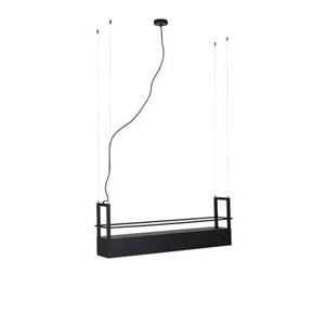 QAZQA Industriële hanglamp zwart met rek 4-lichts GU10 - Cage Rack