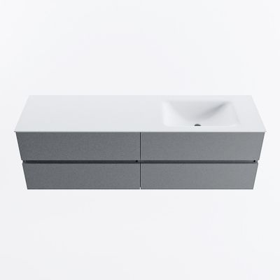 MONDIAZ VICA 160cm badmeubel onderkast Plata 4 lades. Wastafel CLOUD rechts zonder kraangat, kleur Talc.