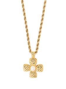 Monet Pre-Owned collier à pendentif croix (années 1980) - Or