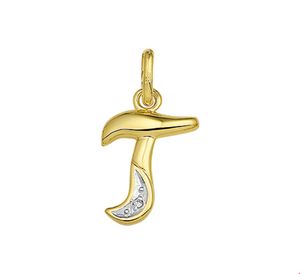 TFT Bedel Letter T Diamant 0.005 Ct. Goud