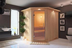 Karibu | Siirin Sauna met Dakkraag | Helderglas Deur