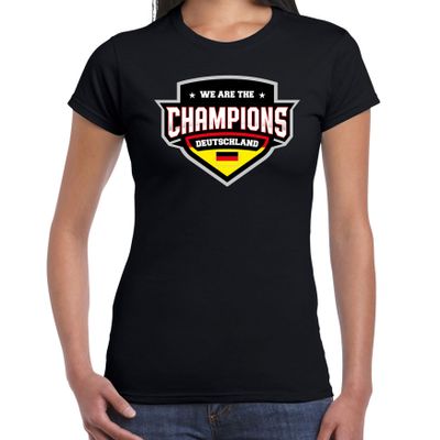 We are the champions Deutschland / Duitsland supporter t-shirt zwart voor dames