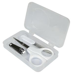 Benson Care Baby manicure set - 3x stuks - wit - incl. etui - RVS