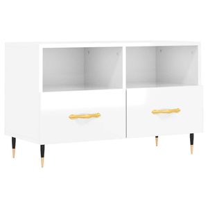 The Living Store TV-meubel Modern - TV-meubel - 80x36x50 cm - Wit hoogglans