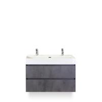 Maxx XL Badmeubelset 100 cm - Beton Antraciet - Wastafel Kube 2 kraangaten