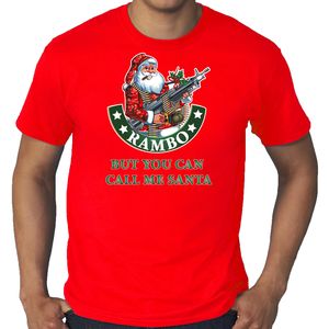 Grote maten fout Kerstshirt / outfit Rambo but you can call me Santa rood voor heren