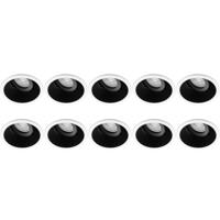 GU10 Inbouwspots 10-Pack - Kantelbaar Rond Aluminium - Zwart/Wit Ø93mm