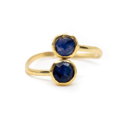 Geboortesteen Ring Saffier September - 925 Zilver Verguld -