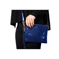 Blauw feest schoudertasje met glitters - Verkleedtassen - thumbnail
