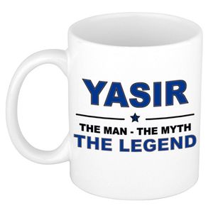 Naam cadeau mok/ beker Yasir The man, The myth the legend 300 ml - Naam mokken